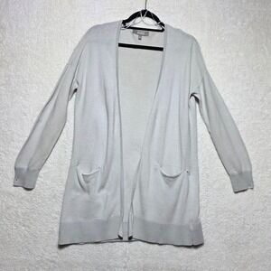Marled Reunited Clothing Women's Grey Ribbed 100% Cotton Open Front Cardigan M